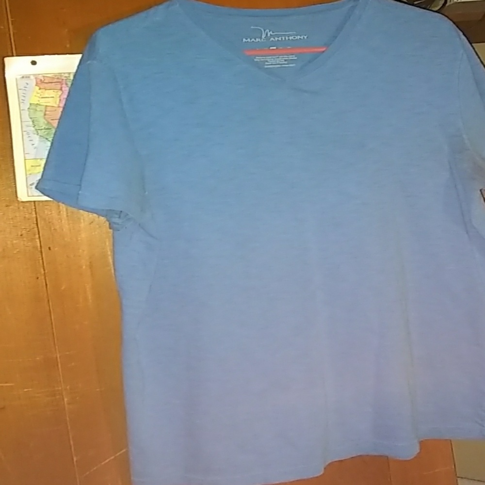 A blue v neck t shirt